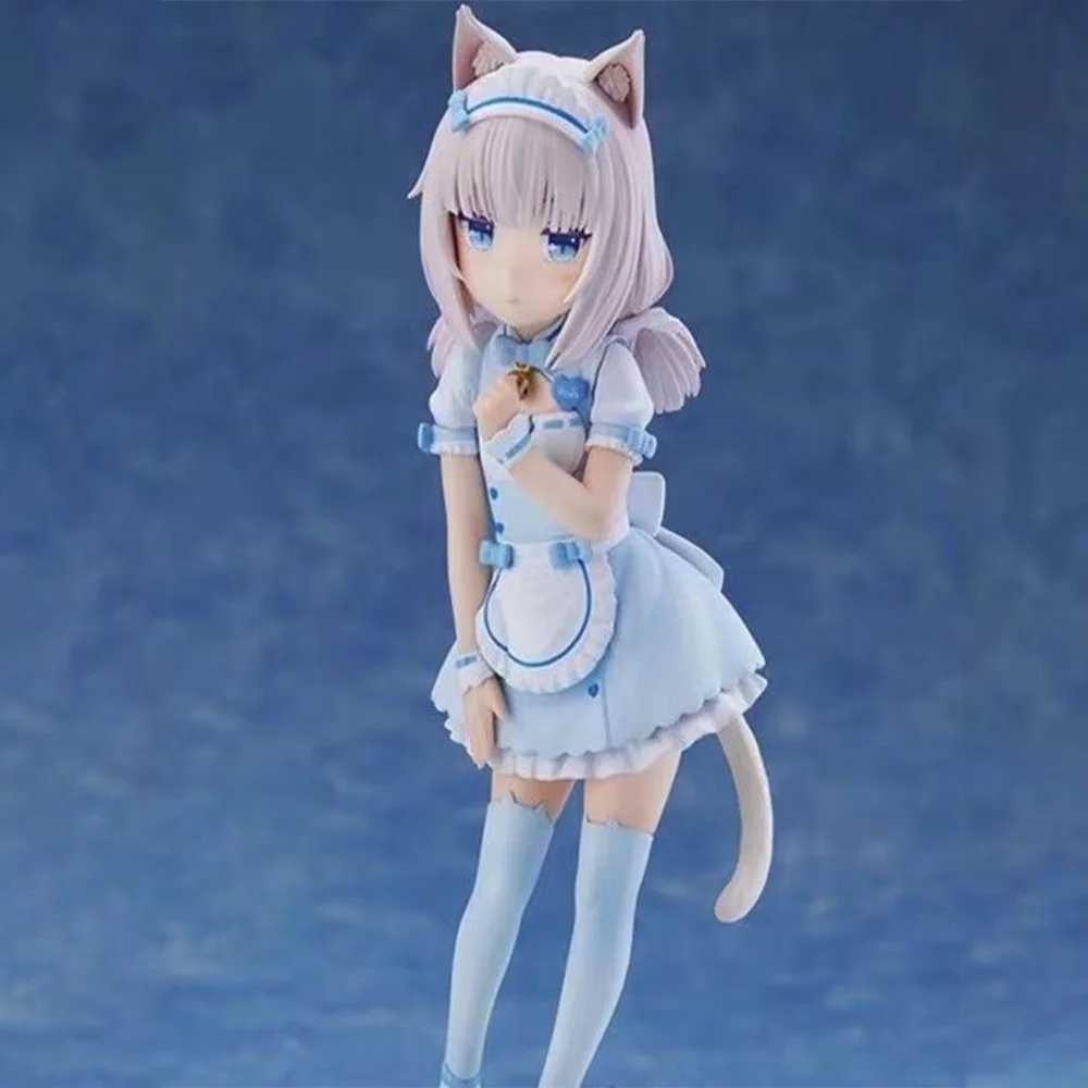 Action Toy Figures Röd och blå tvillingflickor Söt piga Toy Anime Figure Cat Girl Cat PVC Action Figur Model Toys Doll Kids Gifts Y240516