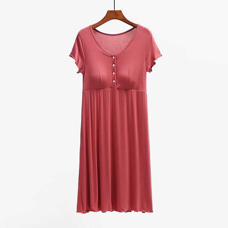 Maternity Dresses Maternity Dress Pregnant Women Pajamas Nightwear Nursing Nightgown Maternity Breastfeeding Open Button Short Sleeve Skirt Y240516