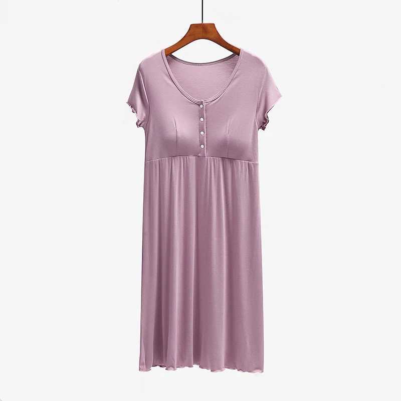 Maternity Dresses Maternity Dress Pregnant Women Pajamas Nightwear Nursing Nightgown Maternity Breastfeeding Open Button Short Sleeve Skirt Y240516