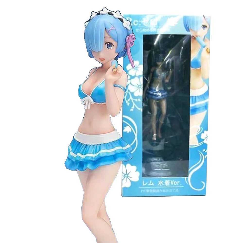 Action Toy Figures 15cm Anime Figure Red Blue badkläder Twin Sisters olika världsblå modelldockor Toy Gift Collect PVC Material Box-packad Y240516