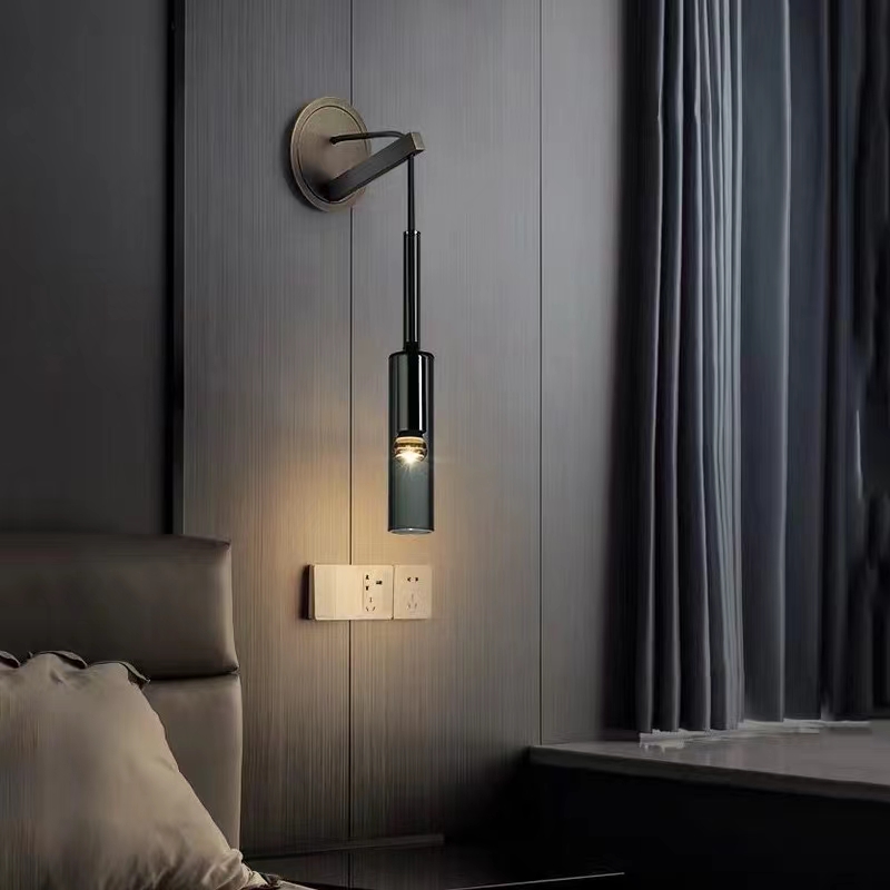 Nordic sypialnia sypialnia nocna lampy ścienne nowoczesne salon telewizja tła dekoracje ścienne wędzone kryształowe oprawy ścienne
