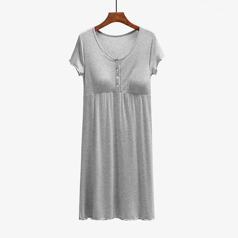 Maternity Dresses Maternity Dress Pregnant Women Pajamas Nightwear Nursing Nightgown Maternity Breastfeeding Open Button Short Sleeve Skirt Y240516