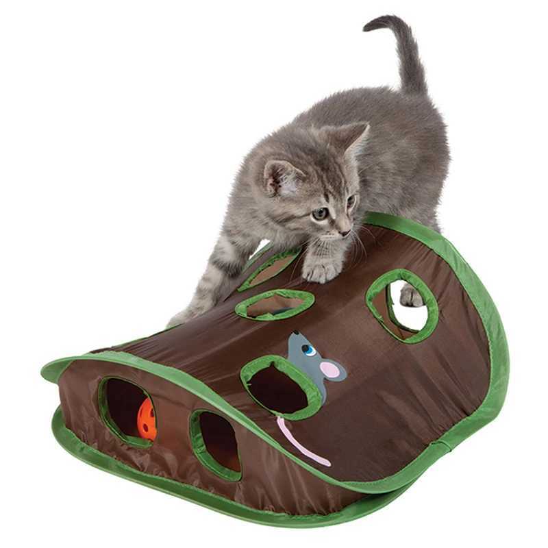 Inne zabawki koty i mysie gry inteligentne namioty dzwonowe 9 dołków kota grająca tunele składane myszy polowanie na zabawki utrzymujące kocięta aktywne zwierzęta domowe