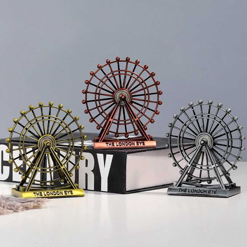 Decorative Objects Figurines London Eye Named Art Figurine Retro Rotable Ferris Wheel Model Nordic Handicraft Creative Desktop Accessory Home Decor H240516