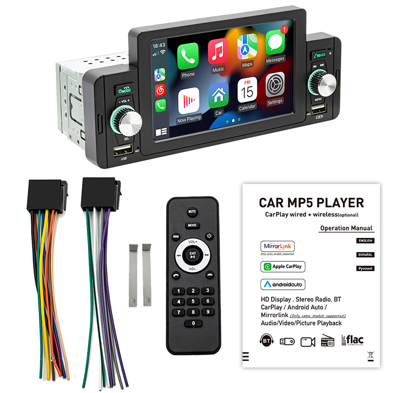 5 '' CarPlay Radio Car Stereo Bluetooth MP5 Player Android-Auto mani A2DP USB USB FM Audio System Audio System Unit 160C