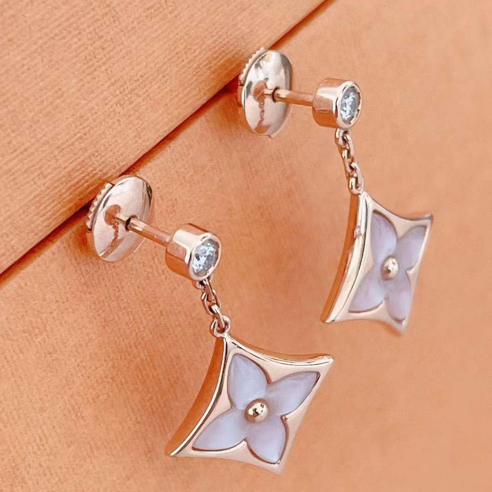 Earrings Pink diamond clover Designer Earrings 925 sterling silver 18K Gold Plating Luxury Brand Stud Women Diamond Wedding Gifts Jewelry c068