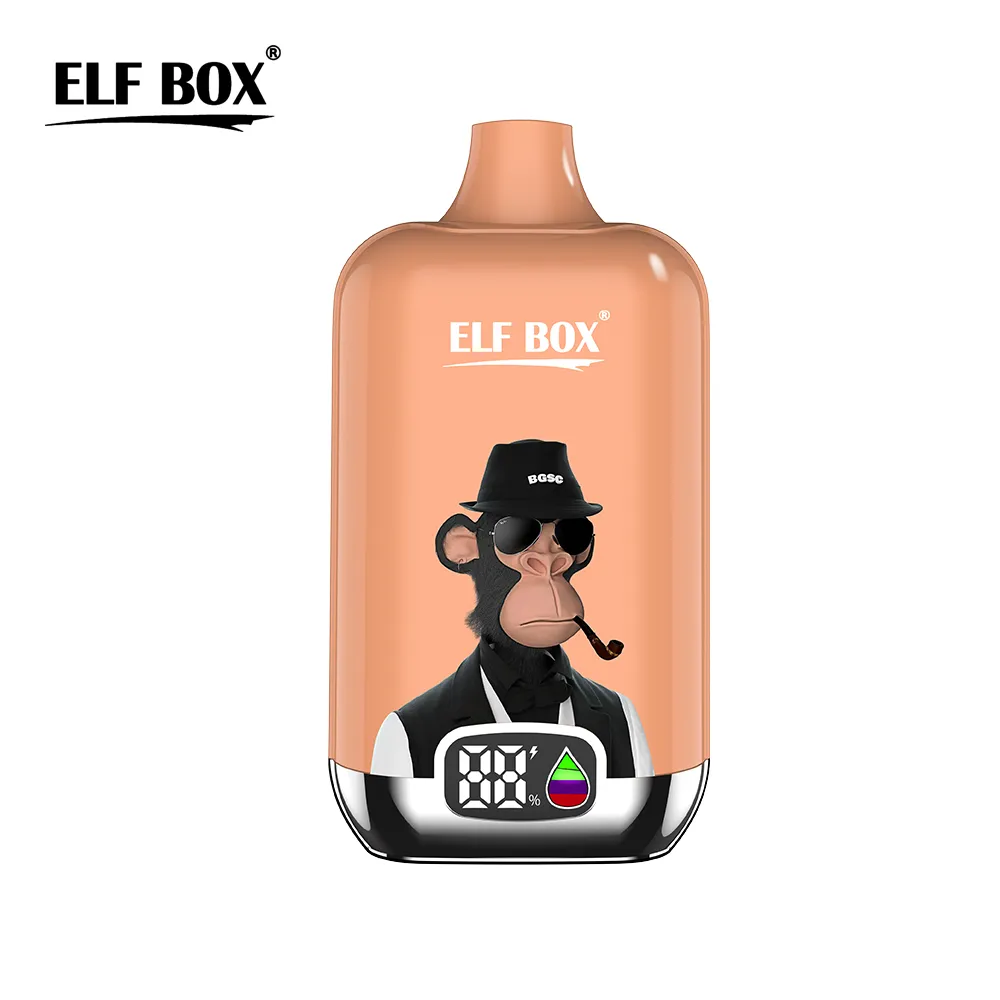 Original Elf Box Digital 12000 Puff 12000 Puffs 12K engångsvapet 20 Flavorer E Cigarett 500mAh Uppladdningsbart batteri Prefill 25 ml patron 0% 2% 3% 5% Digital Box 12000