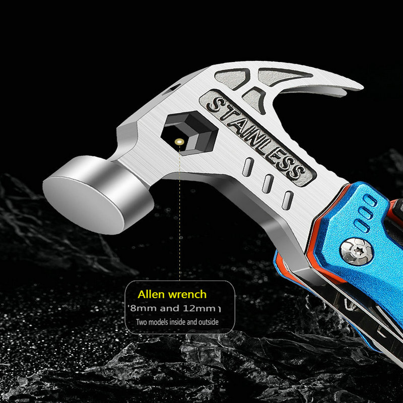 outdoor camping multi-functional claw hammer stainless steel folding claw hammer pliers emergency vehicle set-1688