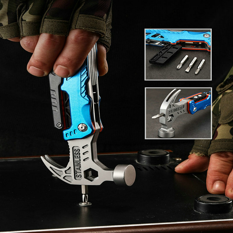 outdoor camping multi-functional claw hammer stainless steel folding claw hammer pliers emergency vehicle set-1688