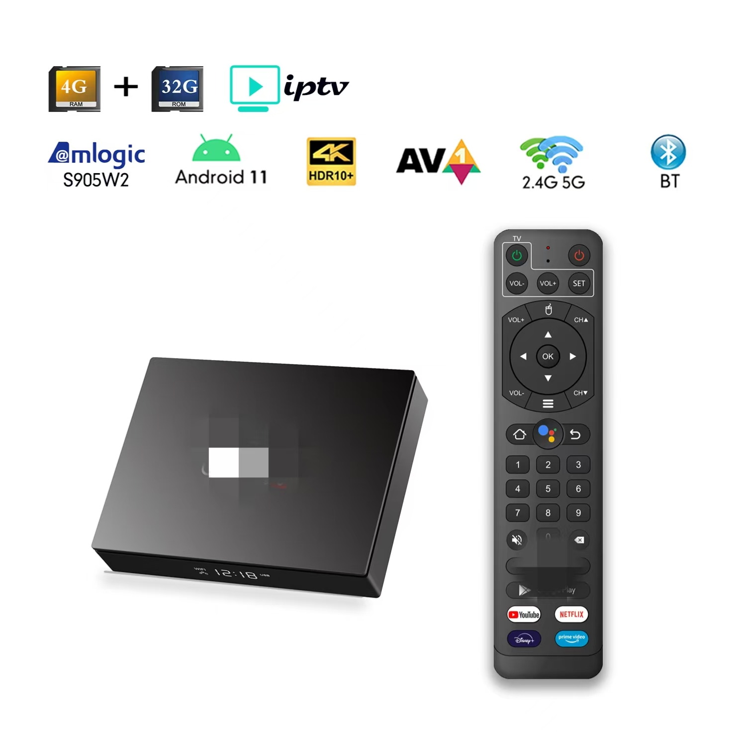 12M+Mytv Smarter3 T9 Android TV Box S905W2 4GB/32GB Wersja 8K Wersja Middleware Player dla Kanady USA Niemcy Afryka Litin America