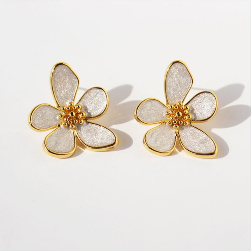 Flower Stud Earrings S925 Silver Pins Jewelries