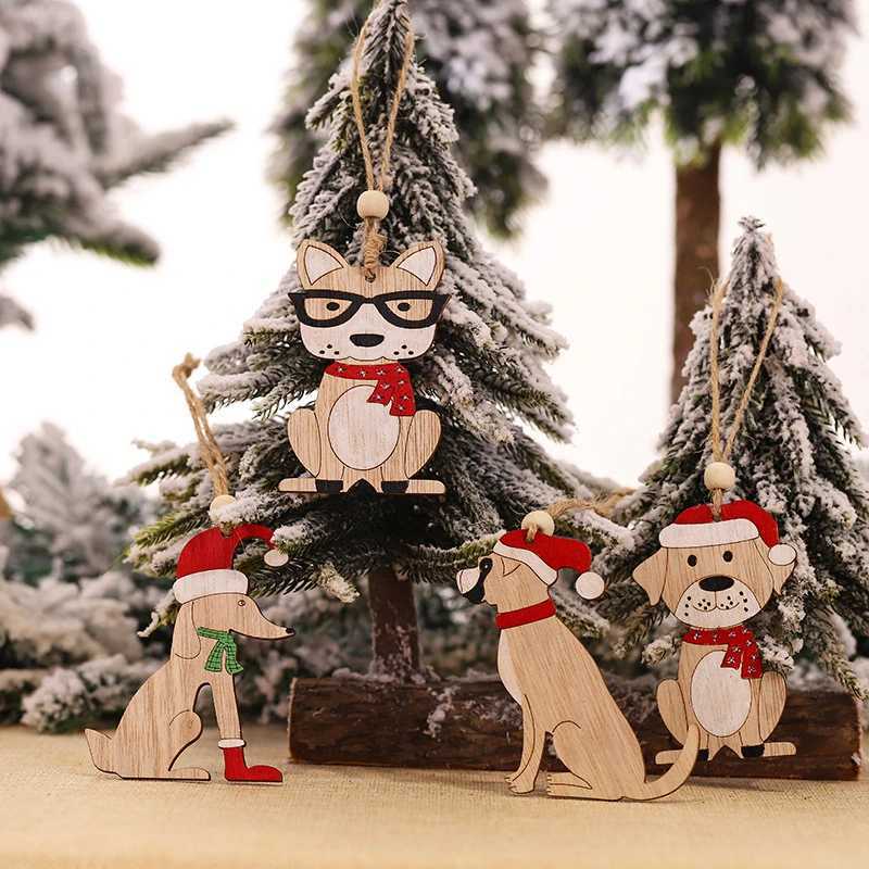 2024 New Hanging Wooden Car Ornaments Christmas Tree Pendants Elk Animal Ornaments Christmas Holiday DecorationsXJ241206