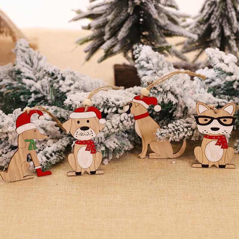 2024 New Hanging Wooden Car Ornaments Christmas Tree Pendants Elk Animal Ornaments Christmas Holiday DecorationsXJ241206
