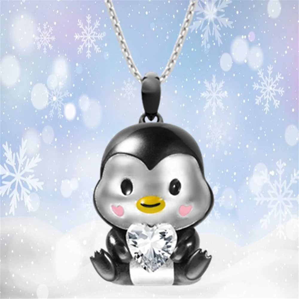 Hangertjes kettingen Prachtige cartoon pinguïn Hartvorm Kristallen hanger ketting Mode Dames ketting Schattig Dieren Sieraden Feest Verjaardagscadeaus 240330