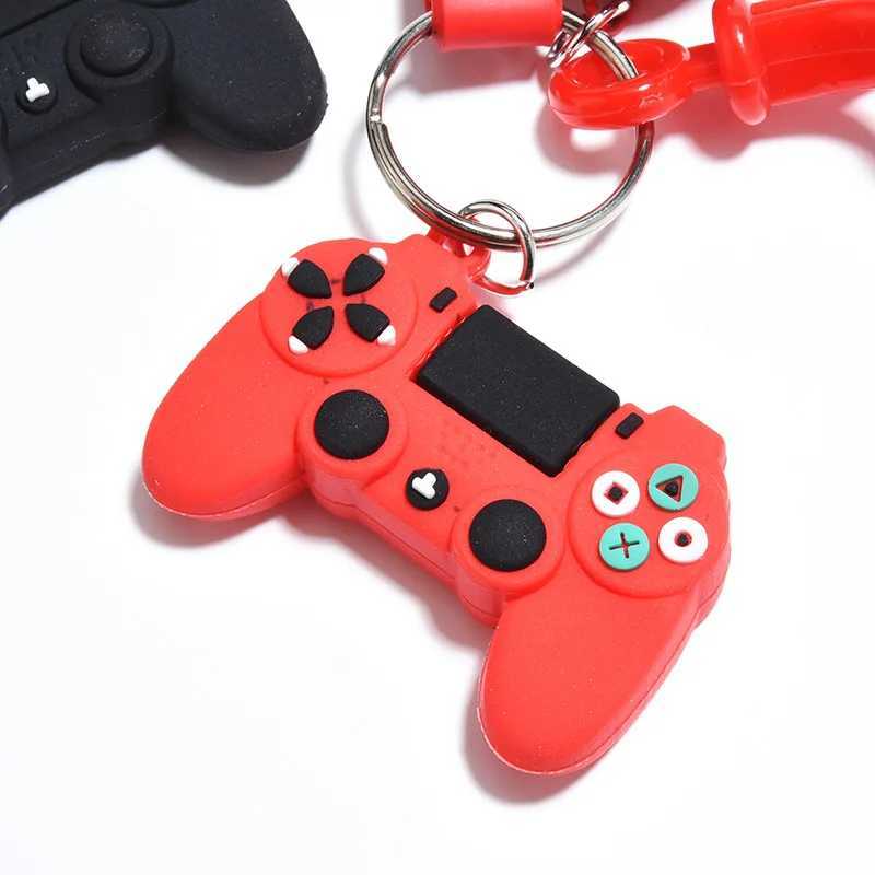 Keychains Lanyards Creative Video Game Handle Keychain Simulation Game Joystick Model Key Chain Hanging Car Key Ring Couple Key Holder Trinket Gift J240330