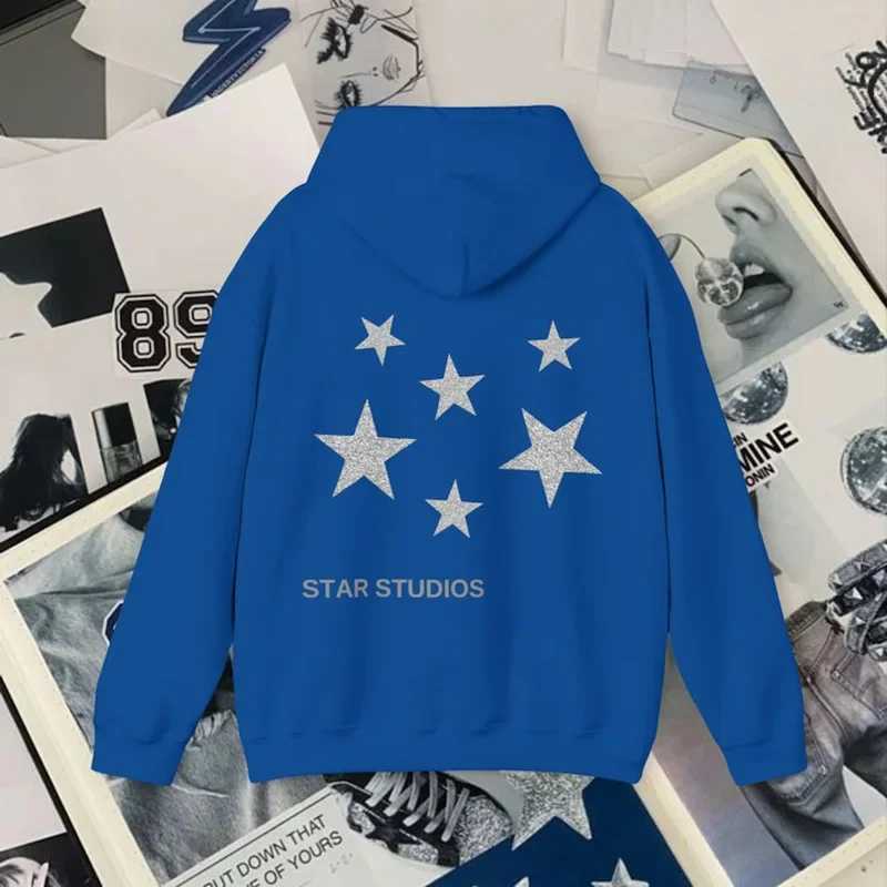 Mulheres Hoodies Moletons Y2K Hoodies Mulheres Harajuku Hip Hop Carta Estrela Gráfico Impresso Solto Moletom Punk Rock Roupas Góticas Top Streetwear EMO Girl 240401