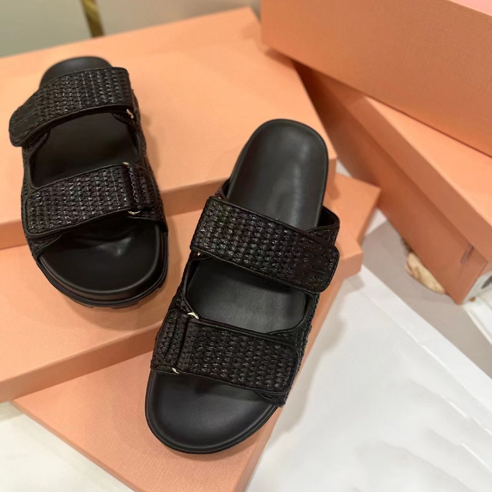 Pantofole con suola spessa firmate da donna scarpe aperte in punta le vacanze al mare scarpe slip-on le vacanze da donna nuove di marca appartamenti in tinta unita esterni