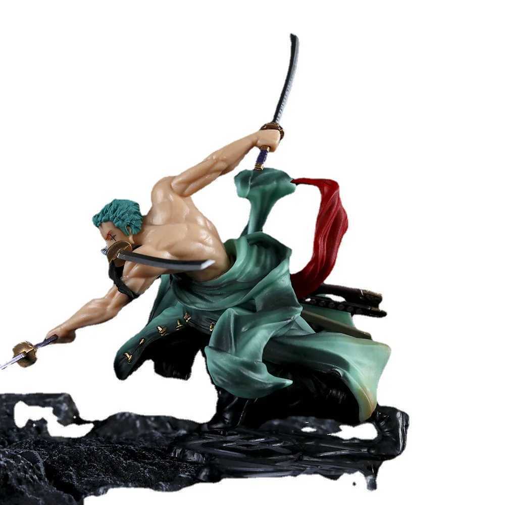 Anime Manga 18CM One Piece Banpresto Anime Roronoa Zoro Drei Messer Stehend PVC Action Figure Sammlung Coole Modell Dekor Spielzeug Kinder Geschenke 24329