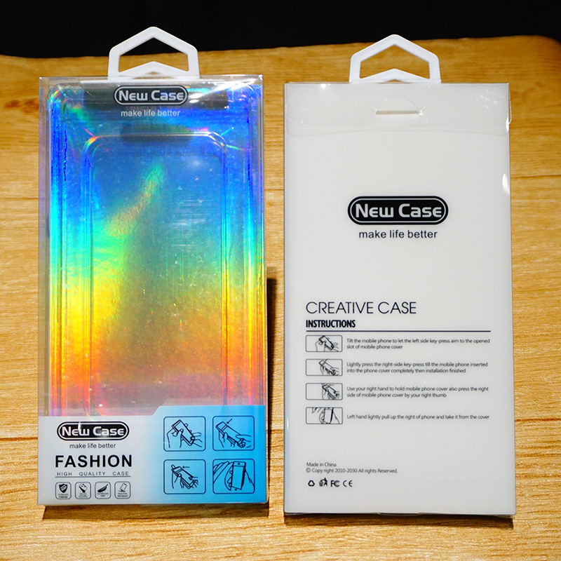 Boîte d'emballage de boîtier de téléphone transparent en PVC universel carte de fond laser pour iPhone Samsung 4.7-6.7 