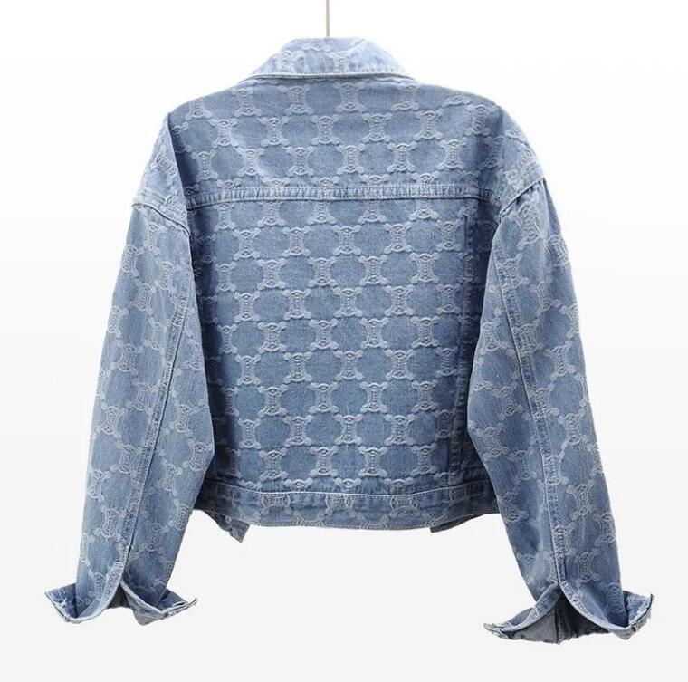 Jaqueta de designer feminina manga longa lapela pescoço jeans jaquetas denim casaco feminino dsigner denim casaco de verão