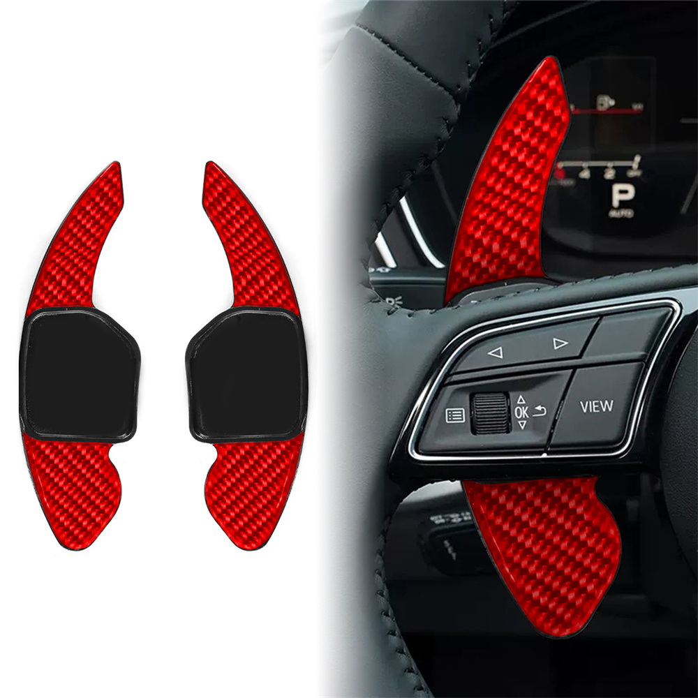 For AUDI A5/S5/A6L/S6/Q5/Q7/R8 11-18 Car Accessories Steering Wheel Shift Paddle Extender Carbon Fiber + ABS Red/Forged/Black Shifter