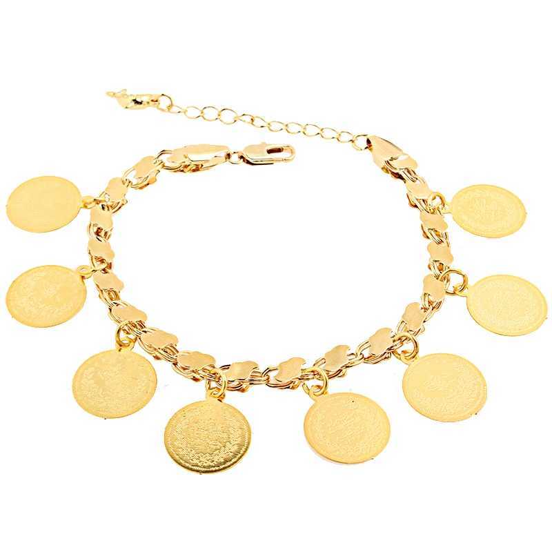 Chaîne Dichai pièce de monnaie plaqué or bracelet pendentif Dubaï musulman charme du Moyen-Orient bijoux pour femmes cadeau de mariage créateur de luxe Q240401