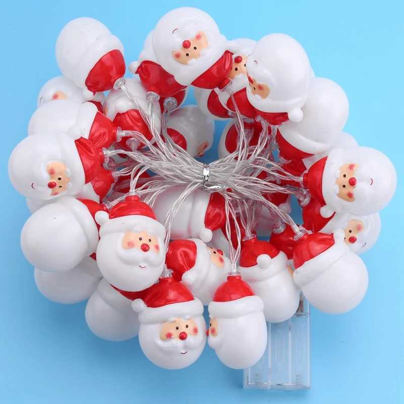 LED Strings Led Bubble Bulb String Santa Claus Simple Romantic Decorative Light Christmas Lantern YQ240401