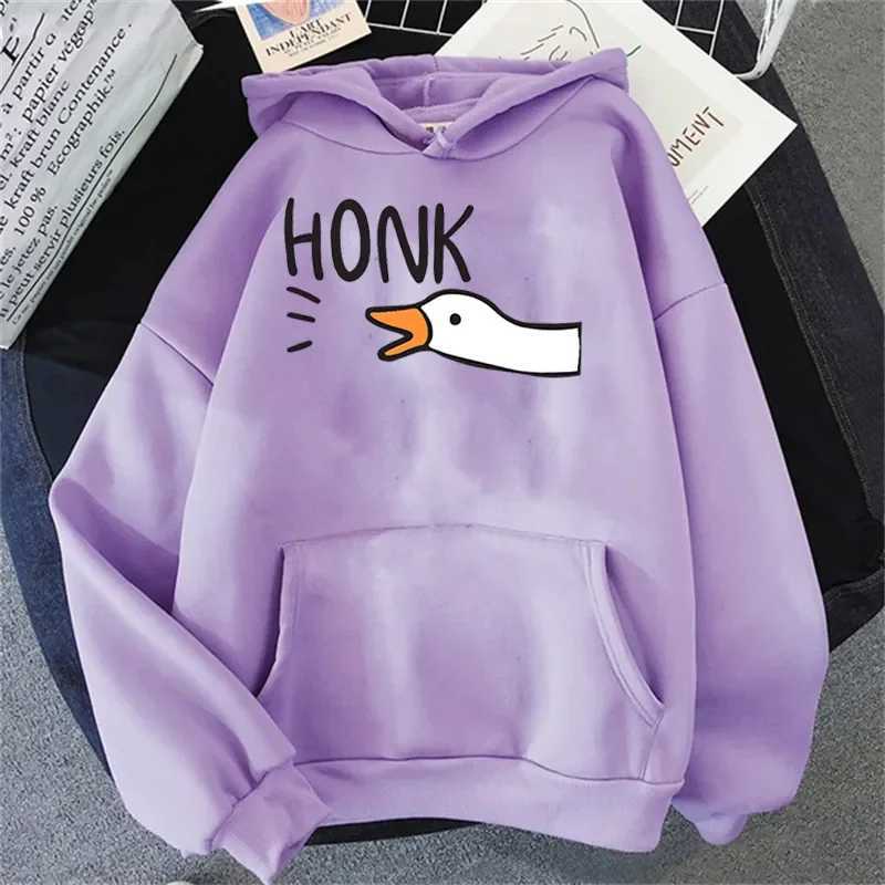 Dames Hoodies Sweatshirts Honk Goose Print Losse hoodie Kawaii Trainingspak Vinatge Duck Hip Hop Streetwear Harajuku Heren Dames Sweatshirt Mode Leuke hoodie 240401