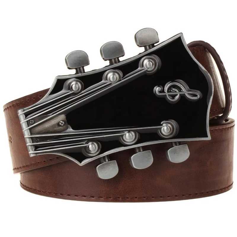 Belts Guitar accessories fashion belt guitar buckle metal band Play Street Music Show hip-hop belt Q240401