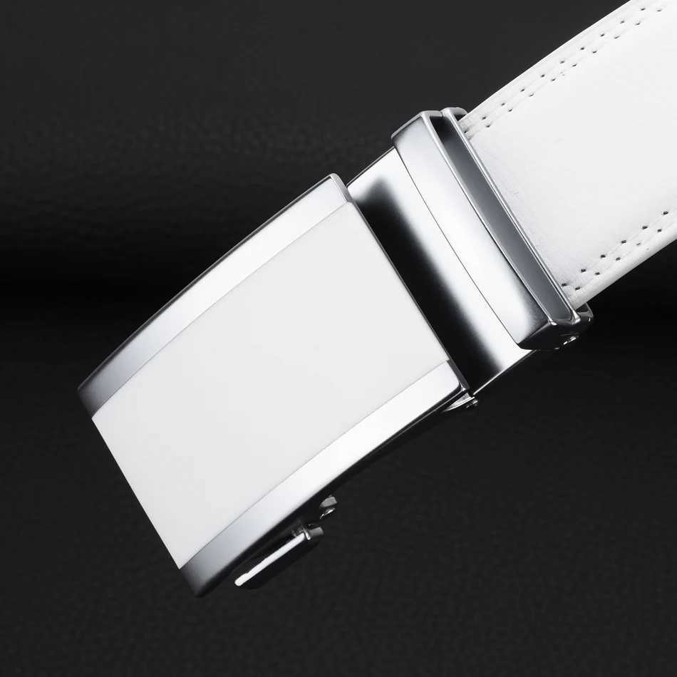 Belts WOWTIGER New 3.5cm White Mens Design Leather Belt with Automatic Buckle Adjustable High Quality Luxury Mens Brand Belt Q240401