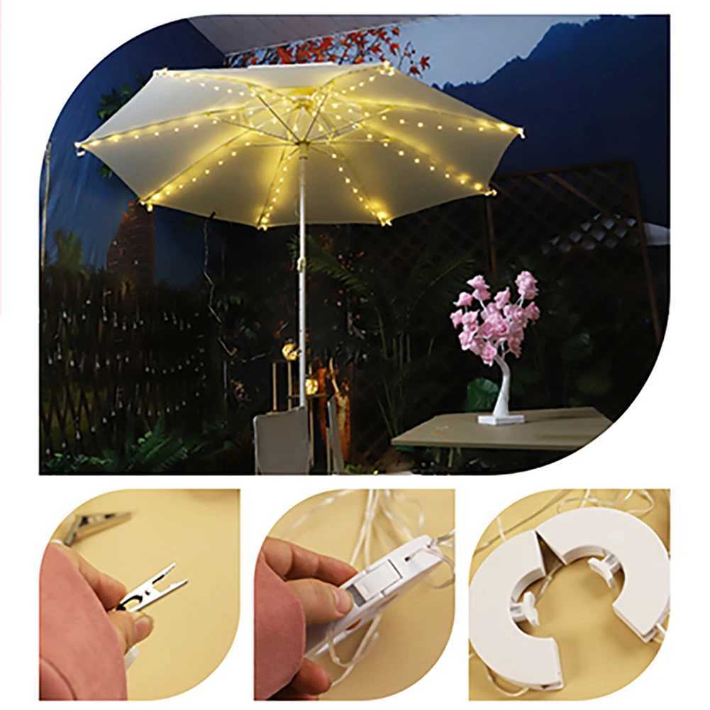 Cordes LED La ficelle de parapluie de patio de 3,9 pieds allume l'éclairage sans fil 104 LED avec télécommande étanche pour une utilisation intérieure/extérieure YQ240401