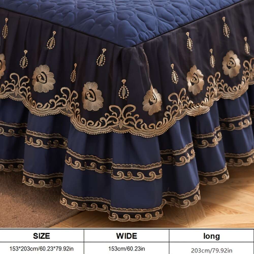Jupe de lit contemporaine en dentelle trèfle à quatre feuilles - Polyester facile d'entretien, doux pour la peau, respirant et infroissable