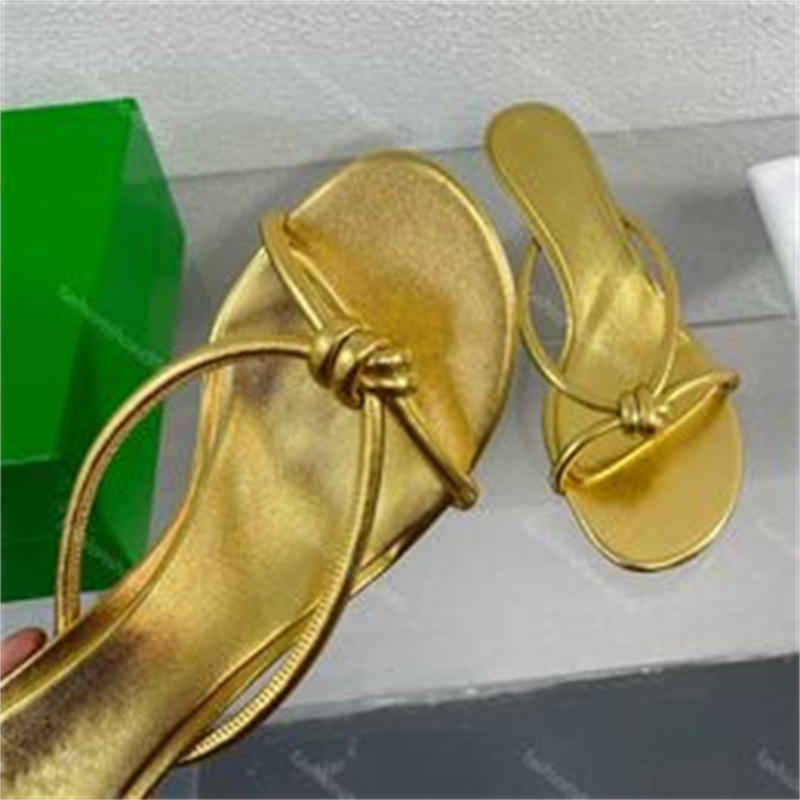 Gold 10a Blink Sandals 2024 Designers Dress Sukienka przeplatanie seksowne muły imprezowe buty wieczorowe 5 cm Mid Obtorów 35-42 z pudełkiem