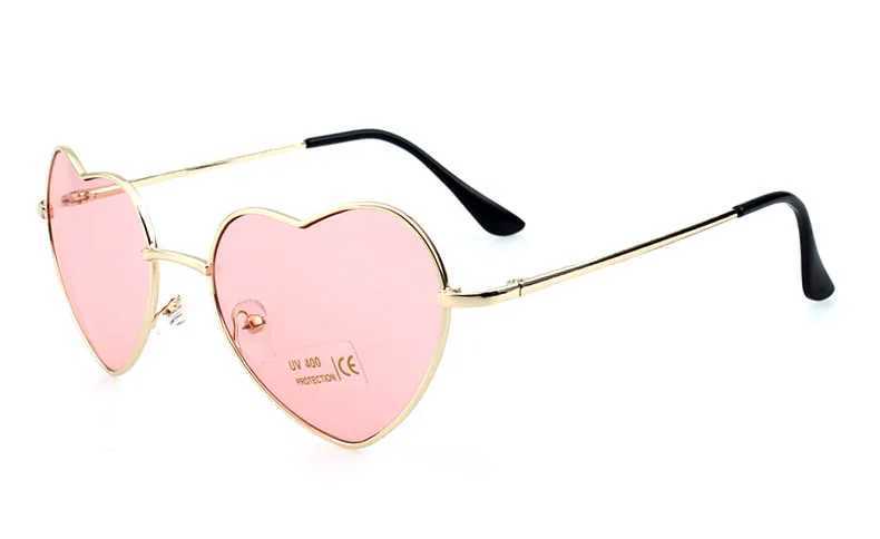 Óculos de sol senhoras em forma de coração óculos de sol metal mulheres marca designer moda sem aro amor lentes óculos de sol oculos uv400 240401