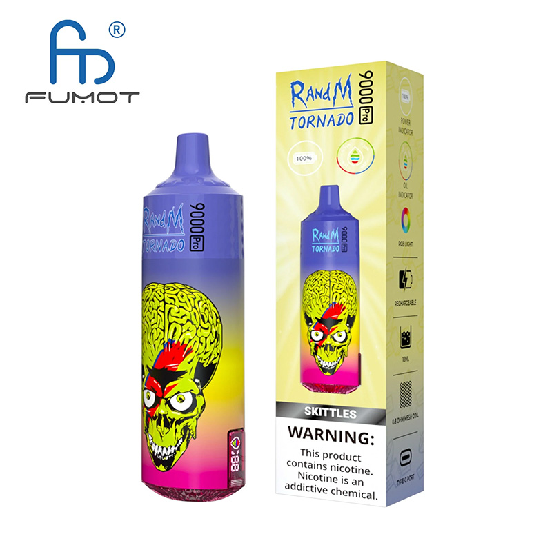 Originele RandM Fumot Tornado 9000 Pro Rookwolken Wegwerp E-sigaretten Mesh Coil 18ml Pod Batterij Oplaadbaar Elektronisch 9000 bladerdeeg Cigs 9K 2% 5% Vape Pen 43 Smaken