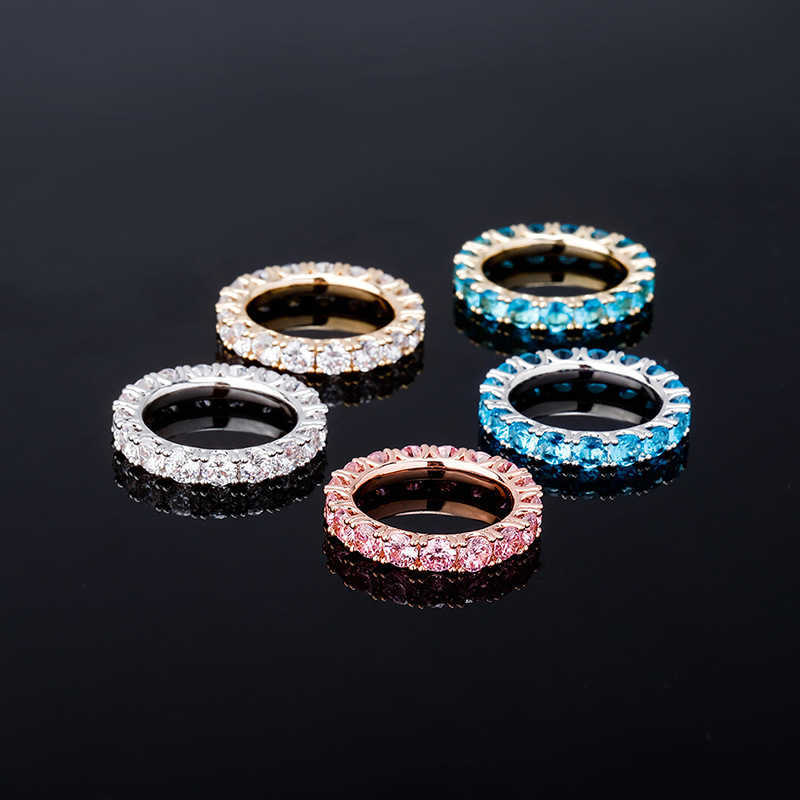 Ювелирные изделия Jinao, новое круглое женское кольцо с цирконом в стиле хип-хоп, 4 мм, настоящее золото, гальваническое ювелирное изделие, женское блестящее кольцо