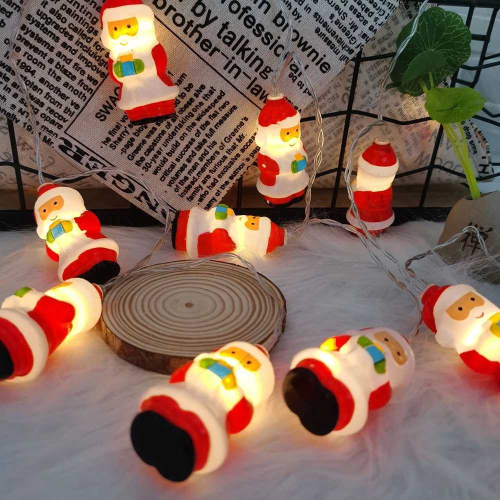 LED dizeleri Noel dekor ipleri ışıklar pille güçlendirilmiş Noel Baba Asılı Kolye Ağaç Süsleme Ev Yeni Yıl Parti Dekorasyonu YQ240401