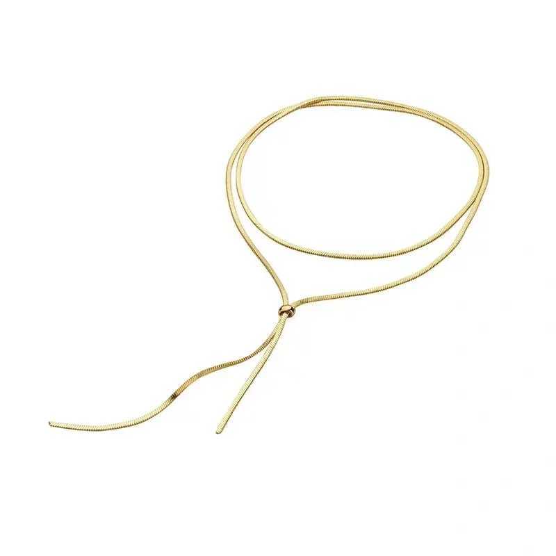 Hangertjeskettingen 316L roestvrij staal Nieuwe mode Fijne sieraden 134 cm Trekverstelbare charme Platte slangenketting Chokerkettingen Hangers voor dames 240330