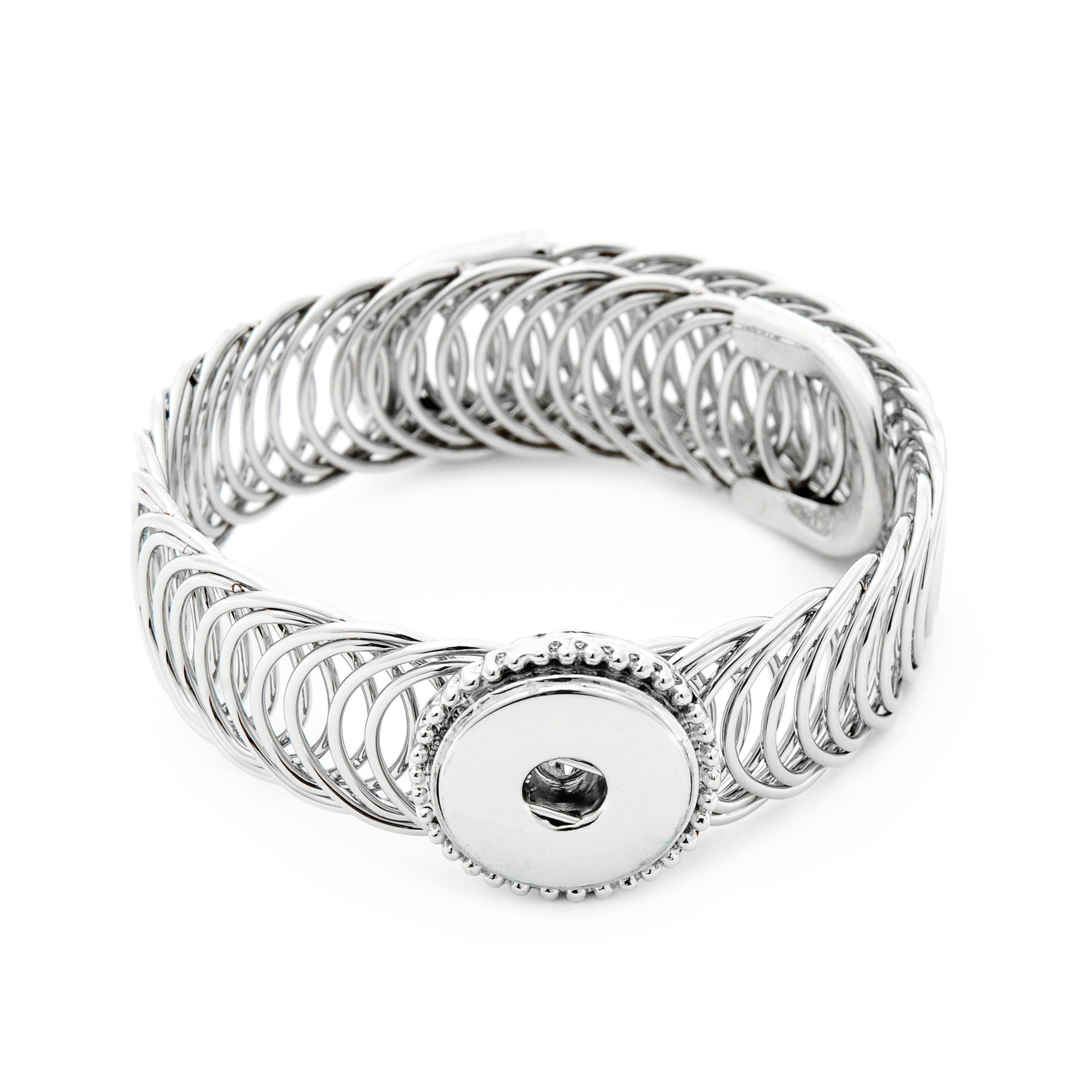 Metal 18mm Snap Button Bracelet Bangles Adjustable Size Rose Gold Silver Color Cuff Bracelet Snaps Jewelry