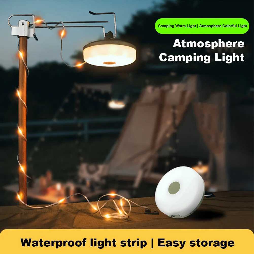 LED Strings Camping String Lights USB Rechargeable 5 Modes d'éclairage IP67 étanche 1200mAh/2000mAh 10M de longueur pour la décoration de tente de randonnée YQ240401