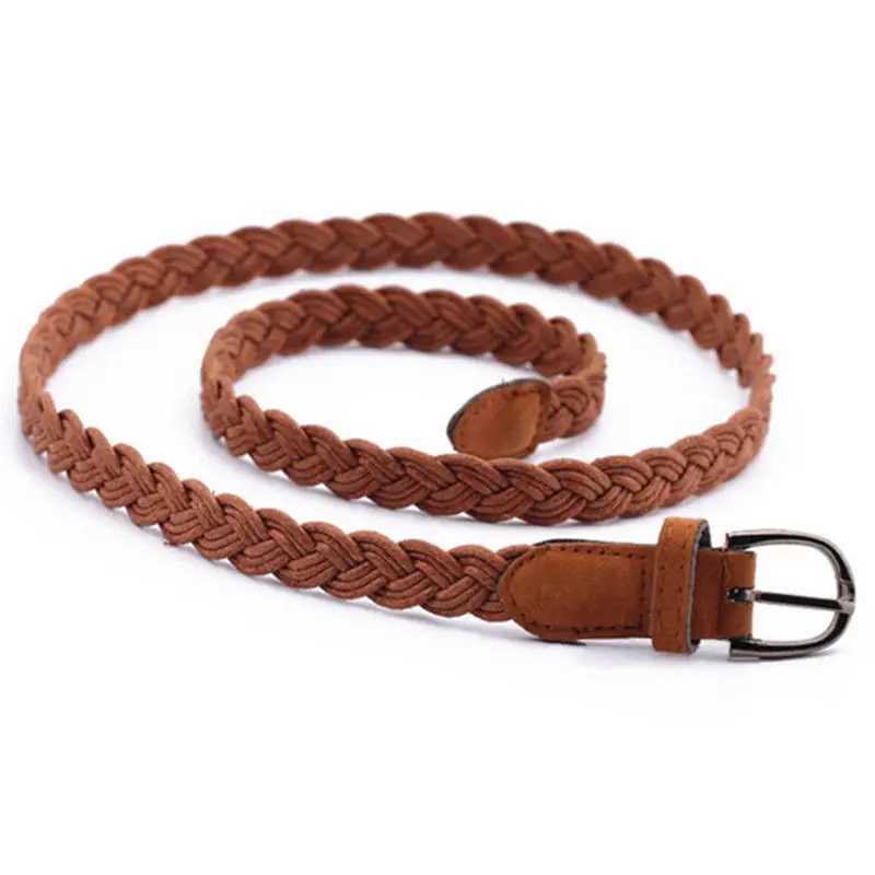 Belts Womens brown white woven belt with hemp rope woven belt Womens clothing belt Q240401