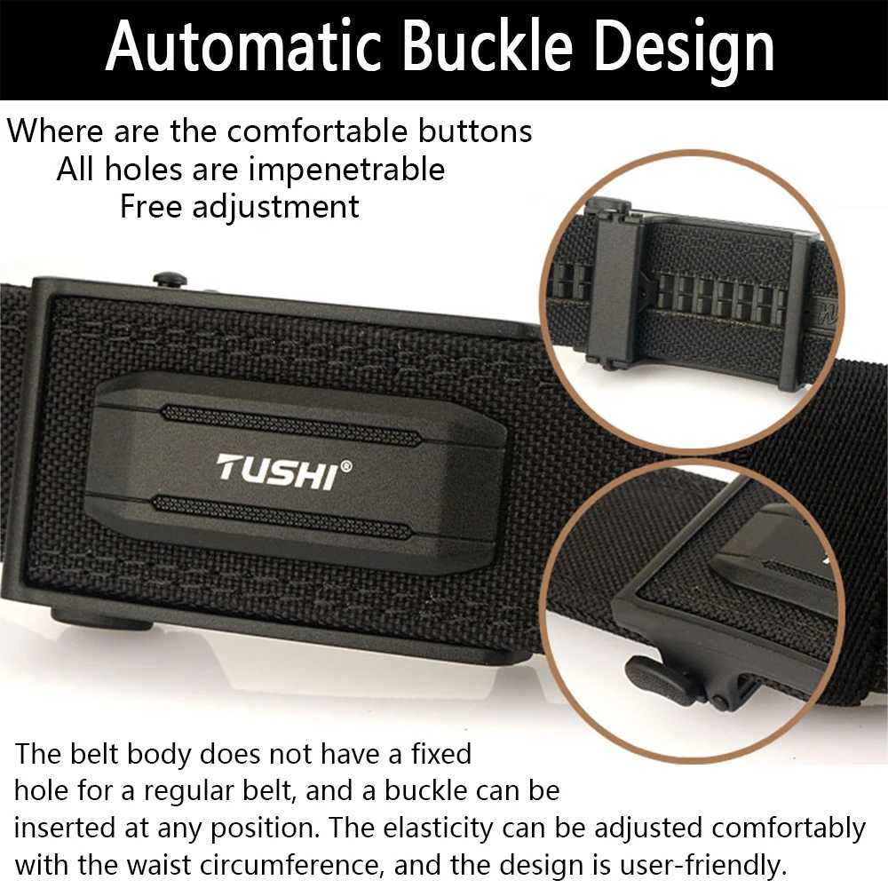 Cinture TUSHI New Hard 140CM Cintura pistola da uomo e da donna Cintura con fibbia automatica Tattica IPSC Cintura da esterno Cintura militare in nylon 1100D Q240401
