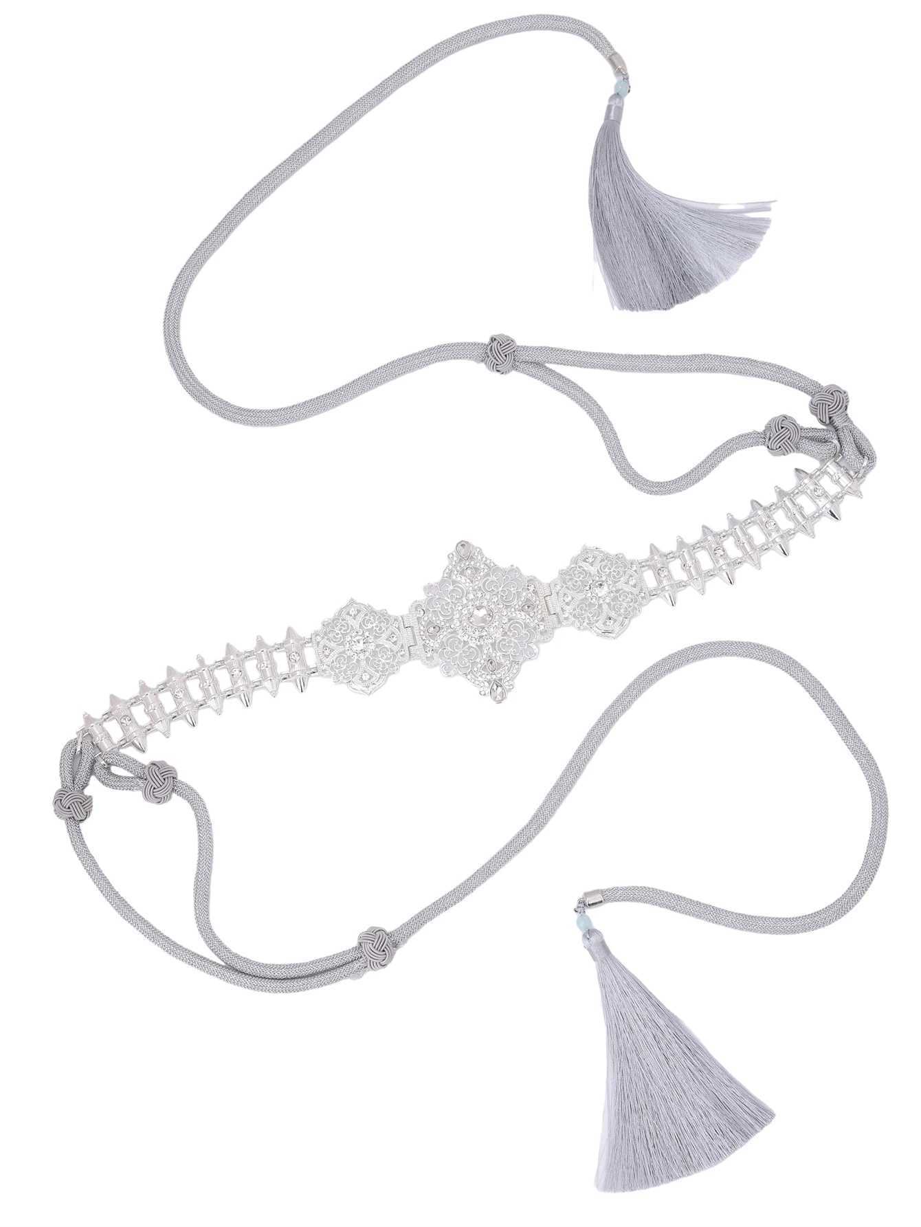 Bälten lyxiga marockanska nya rep midja kedja med silver ihålig vatten diamant inlagd bröllopsklänning dekoration smycken bälte q240401