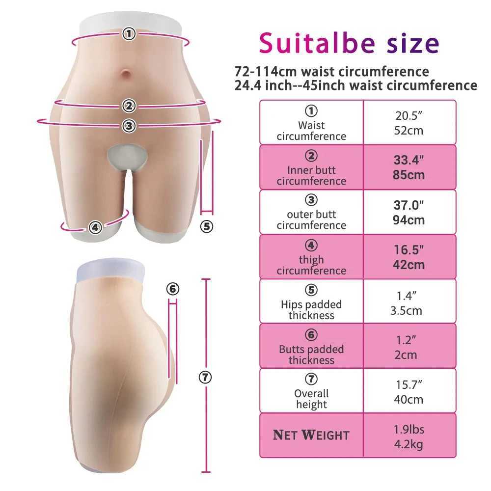 Almofada de peito feminino silicone falso nádegas realce calcinha artificial quadris grandes 3.5cm espessura acolchoada e 2cm bundas levantador shapewear 240330