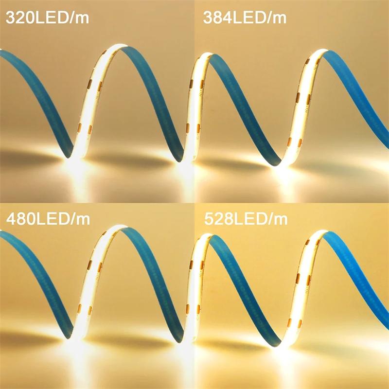 12v 24v Cob LED Strip Light 320COB 480COB 528COB 384COB LEDS TOUCHES FLEXOBLE ÉCLAINEMENT LINÉAR