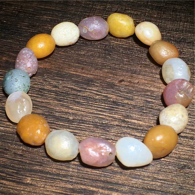 Chain Boutique Natural Mongolian Alxa Colored Sugar Heart Agate Raw Stone Bracelet Cute Womens Jewelry Bracelet Q240401