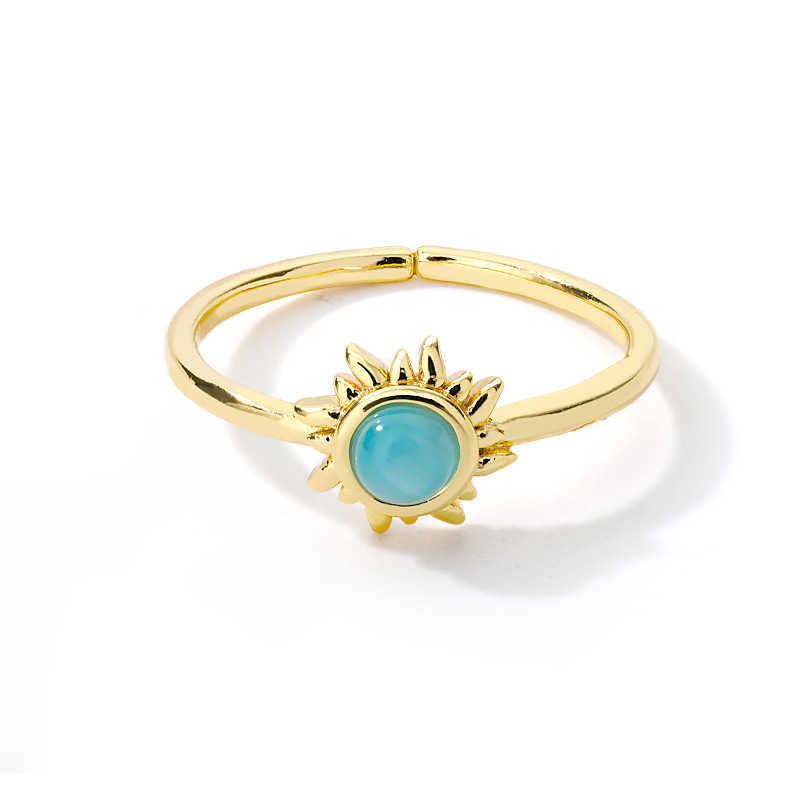 Nya Sun Cats Eye Stone Womens Ring med justerbar öppnings unik ring