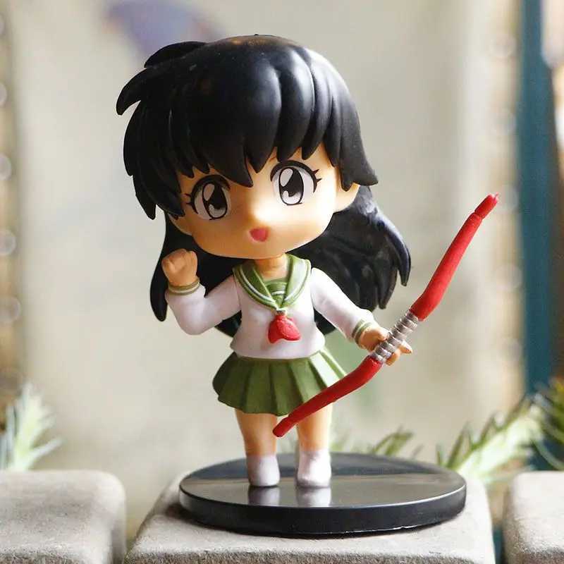 Anime manga 6st inuyasha q version figur modell leksak söt sesshoumaru higurashi kagome pvc doll modell skrivbord dekorationer barns gåvor 24329