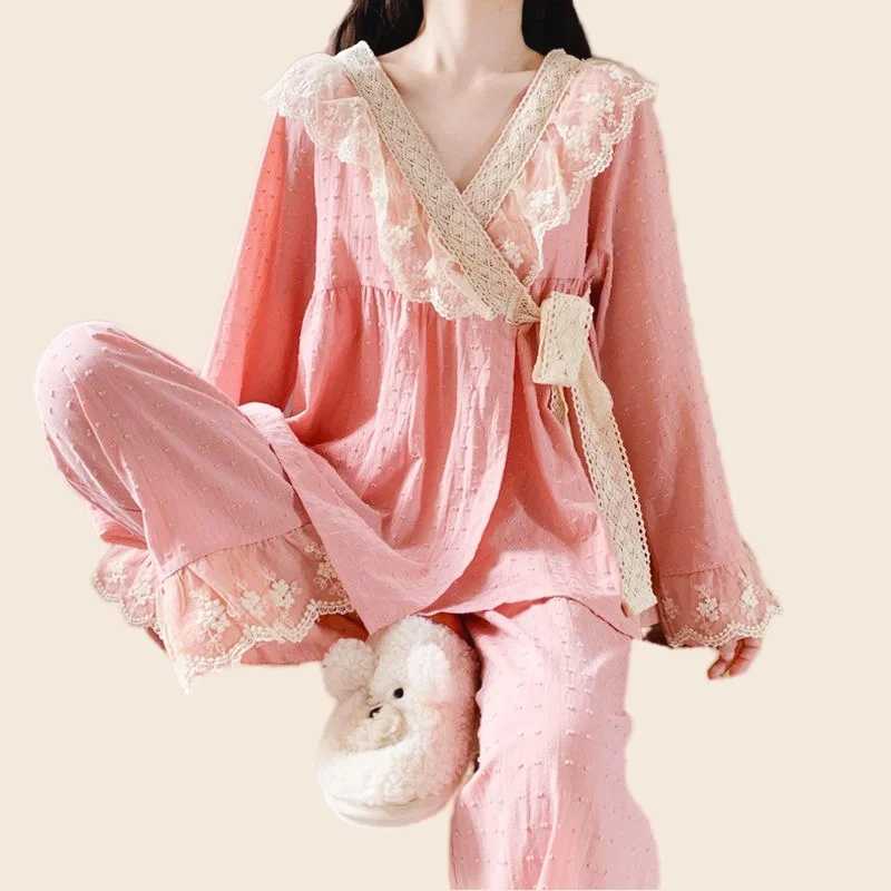 IXEP Sexy Pajamas Palace Set di pigiami carini - abbigliamento da sonno sexy donne elastico pajama cotone cotone autunno autocarria 2404101