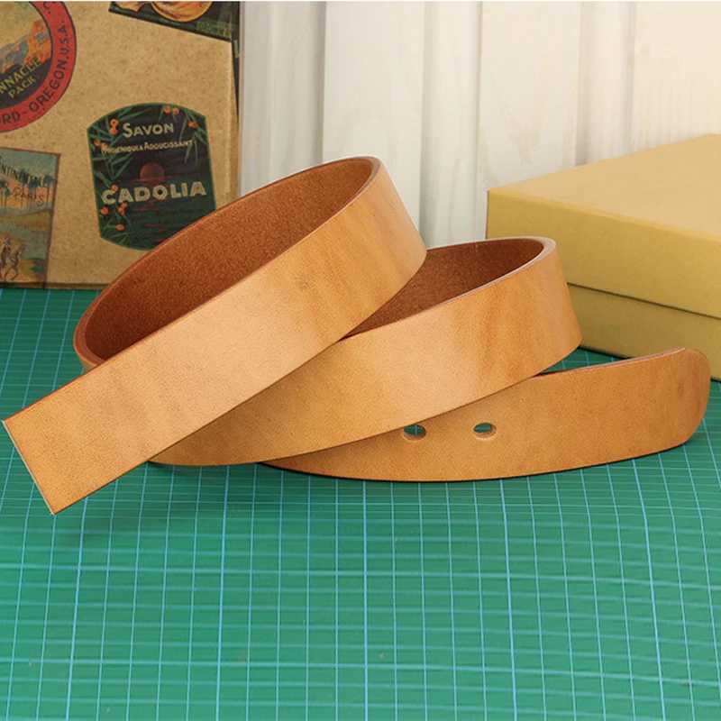 Bälten 3.8 Natural Color Cowhide With Buckle Free Mens Factory Sunned Top Leather DIY Belt Mens Casual Jeans Luxury Q240401